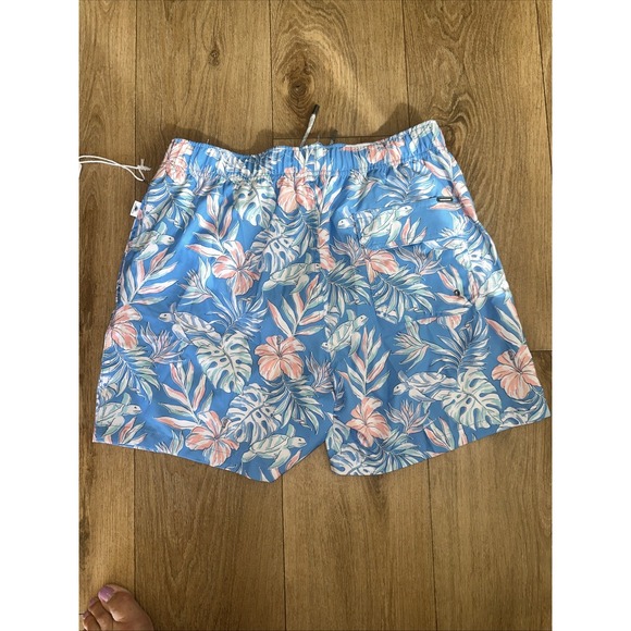 Vintage Summer Men's‎ Hawaiian Turtle Swim Shorts Mesh Brief Blue Medium - Picture 8 of 15